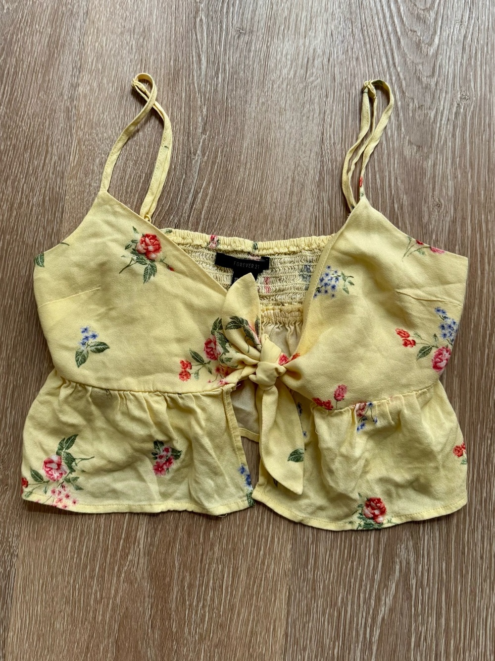 Forever 21 Yellow Floral Tie-Front Camisole - Picture 1 of 5